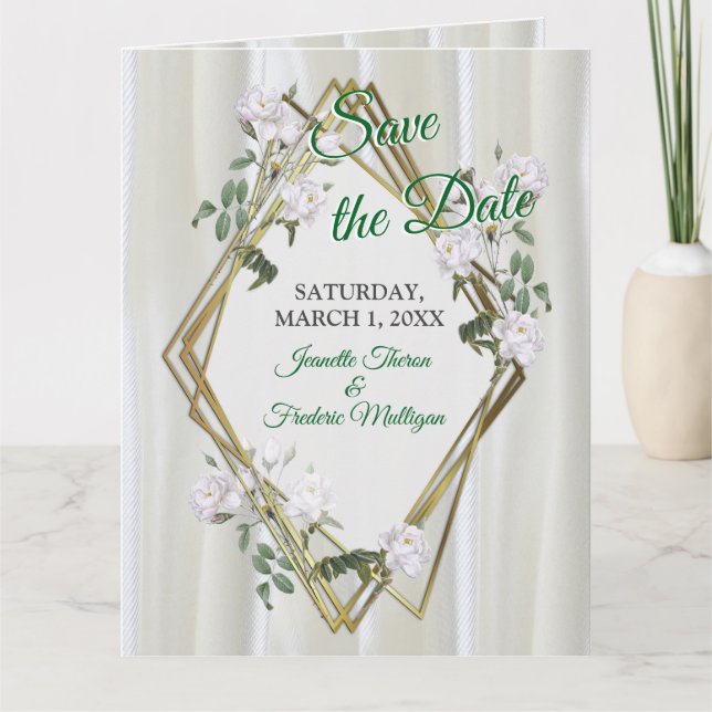 Cartão Rosas de Aquarela Branca pintados em champanhe Sed (Frente)