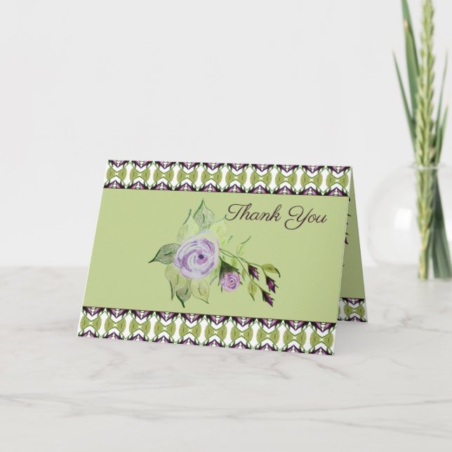 Cartão Rosas De Azeite Verde E Roxo (Frente)