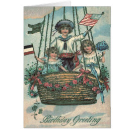 Cartão Rosas de Balão de Ar Quente para Crianças Cujas Co