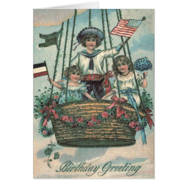 Cartão Rosas de Balão de Ar Quente para Crianças Cujas Co (Frente)