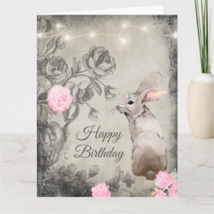 Cartão Rosas de Estilo Vintage e Aniversário BIG de Rabb