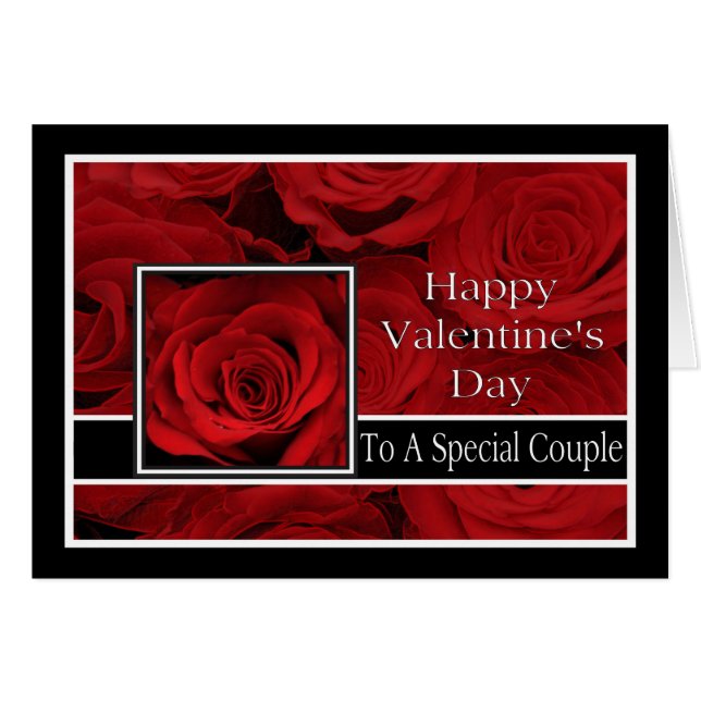 Cartão Rosas de Feliz dia de os namorados de Casal especi (Frente Horizontal)