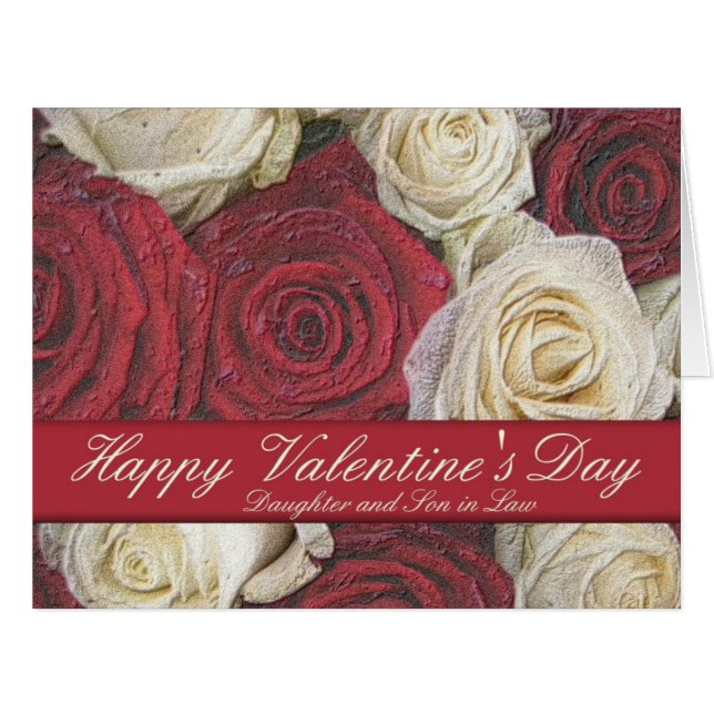 Cartão Rosas de Feliz dia de os namorados para Filha e Ma (Frente horizontal)