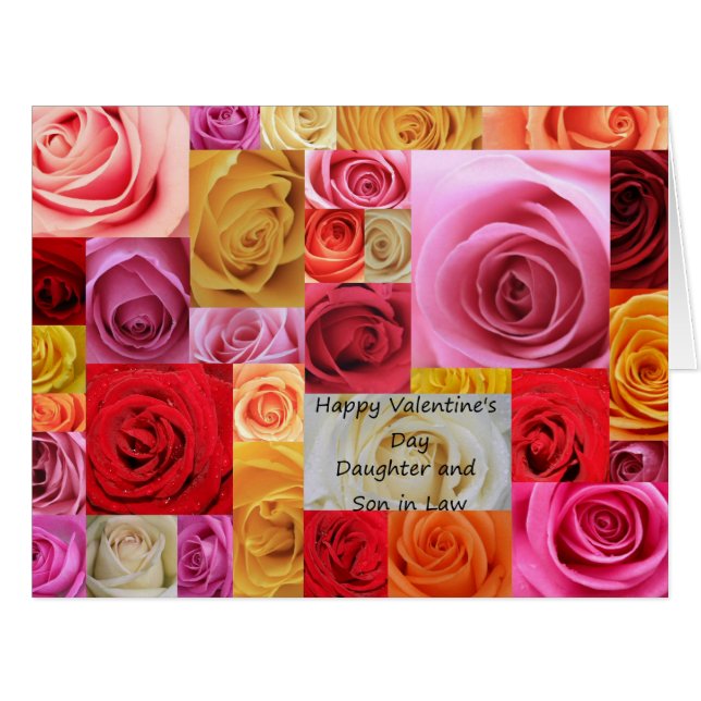 Cartão Rosas de Feliz dia de os namorados para Filha e Ma (Frente horizontal)