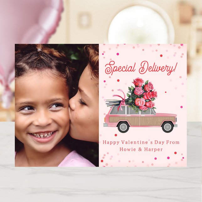 Cartão Rosas de madeira SUV Namorados de fotos (Criador carregado)