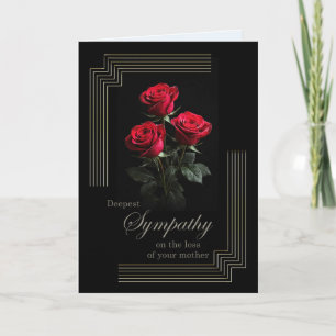 Cartão Rosas de Simpatia da Mãe em Preto