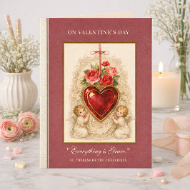 Cartão Rosas de Valentino Anjos St. Therese Coração Cruz