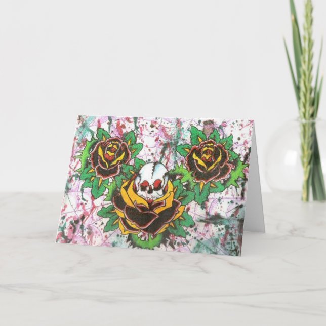 Cartão rosas do crânio (Frente)