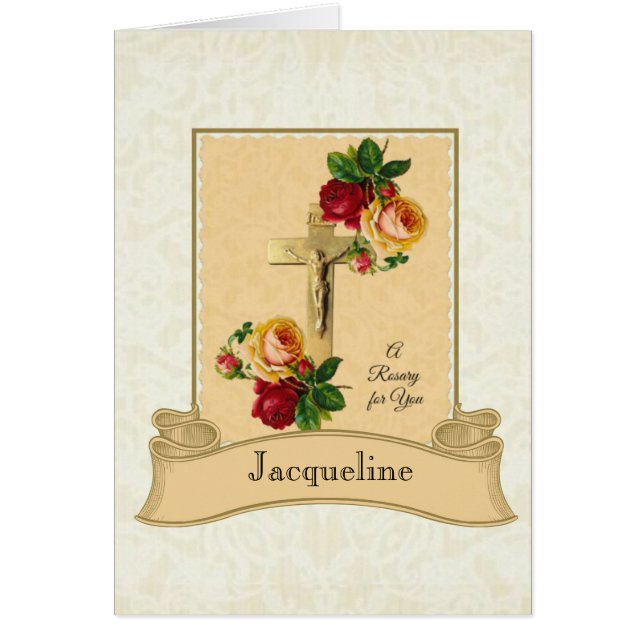 Cartão Rosas do rosário do buquê espiritual (Frente)
