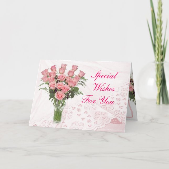 Cartão Rosas e local - personalize qualquer ocasião (Frente)