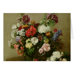 Cartão Rosas e peônias franceses, 1881