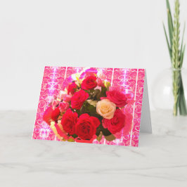 Cartão Rosas e placa Poem