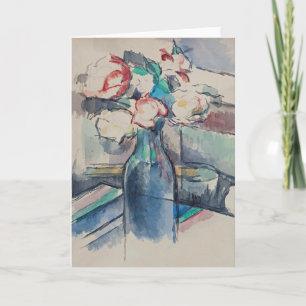 Cartão Rosas em uma garrafa por Paul Cezanne