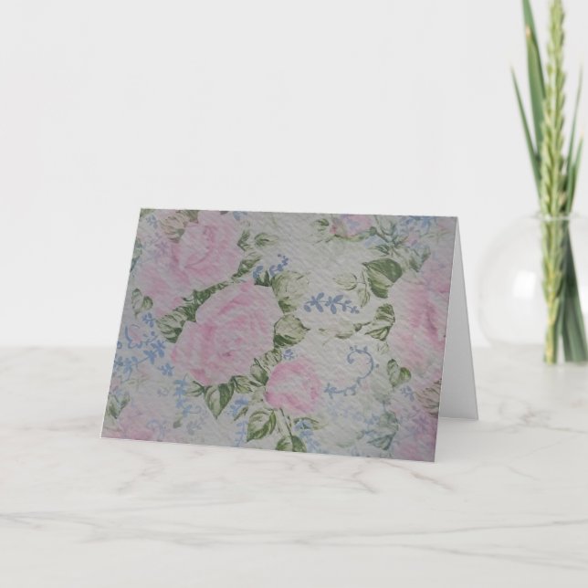 Cartão Rosas Florais Rosa Vintage (Frente)