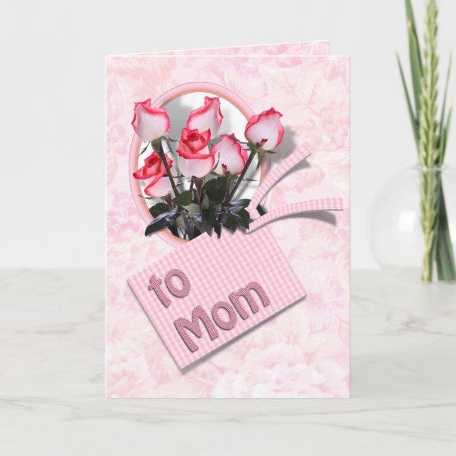 Cartão Rosas para a mãe no Dia de as mães (Frente)