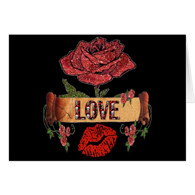 Cartão ROSAS RAIB Rockabilly, Love & Lipstick (Frente Horizontal)