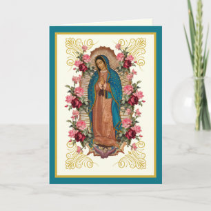 Cartão Rosas Religiosas Virgem Guadalupe Espanhol 