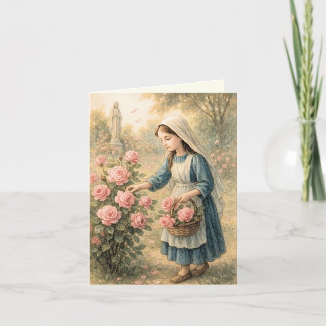 Cartão Rosas Rosa Buquê Espiritual, Rosas Católicas Maria (Frente)