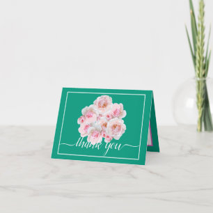 Cartão Rosas Rosa Buquê Floral Botânico Chic Obrigado