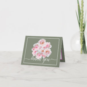 Cartão Rosas Rosa Buquê Floral Botânico Chic Obrigado