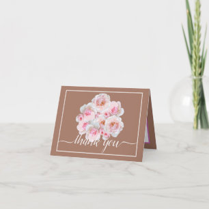 Cartão Rosas Rosa Buquê Floral Botânico Chic Obrigado