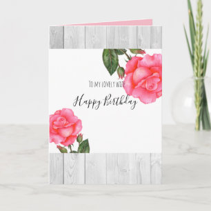 Cartão Rosas Rosa-d-água Feliz Aniversário Floral