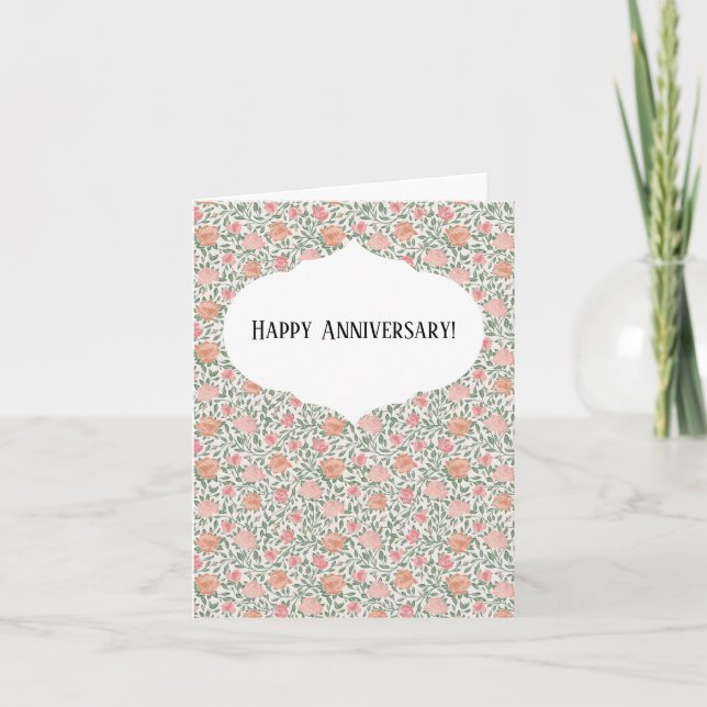 Cartão Rosas Rosa e Pêssego Vintage Perfeito (Frente)