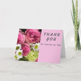 Cartão Rosas Rosa e Visitas Obrigado