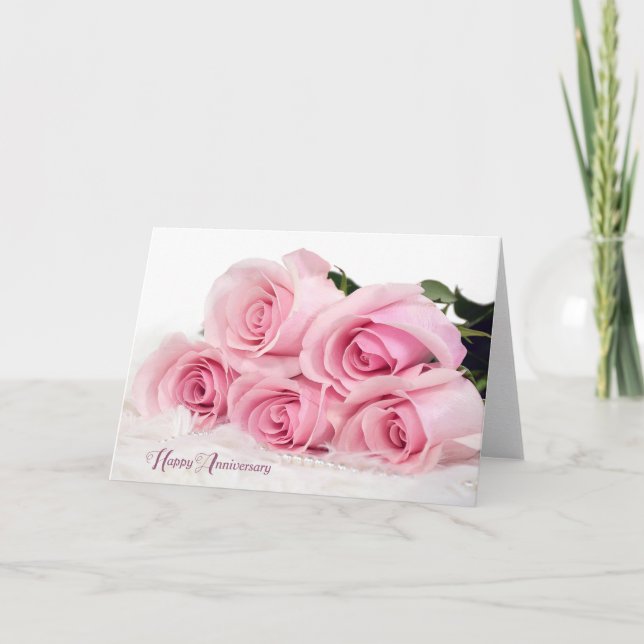 Cartão Rosas Rosa na Pele para Aniversário (Frente)