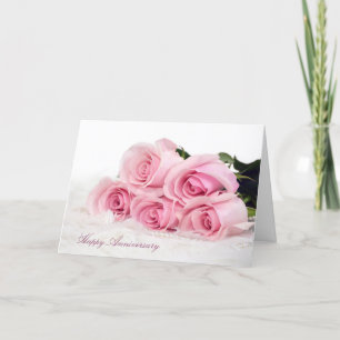 Cartão Rosas Rosa no Aniversário da Pele