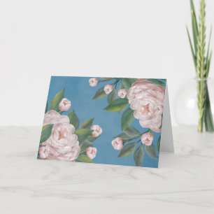 Cartão Rosas rosa pálidas com fundo azul Marinho