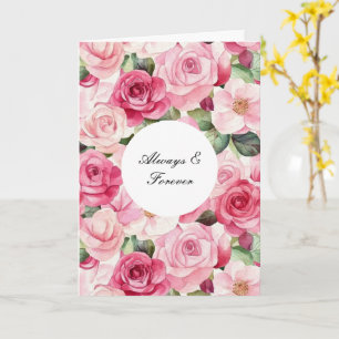 Cartão Rosas Rosa Românticas Florais Para Sempre Amor