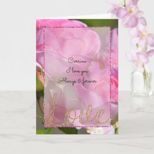 Cartão Rosas Rosas Brilho Dourado Amor