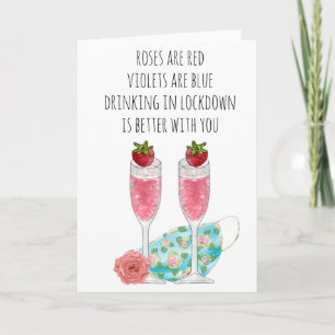 Cartão Rosas São Quarentena Engraçada Vermelha