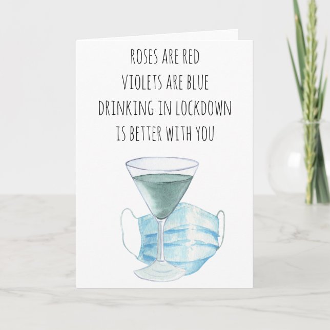 Cartão Rosas São Quarentena Engraçada Vermelha (Frente)