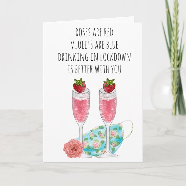 Cartão Rosas São Vermelhas Piada de Quarentena de Confina (Frente)
