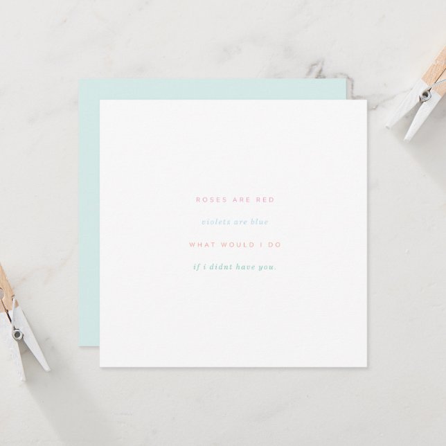 Cartão Rosas São Violetas Vermelhos São Azuis (Frente/Verso In Situ)