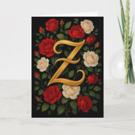 Cartão Rosas Trepadeiras Encantadas Inicial “Z”
