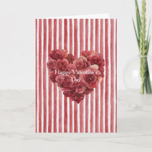 Cartão Rosas Vermelhas Coração Floral Amor