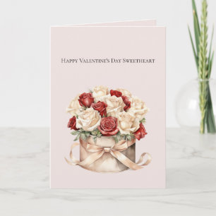Cartão Rosas Vermelhas Creme Dourado Champanhe Dia dos Na