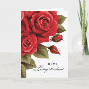 Cartão Rosas vermelhas de amor do casamento do marido