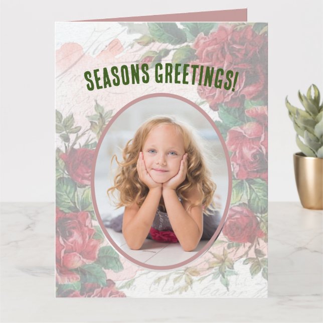 Cartão Rosas vermelhas desbotadas e desbotadas Escrevendo (Planta pequena)