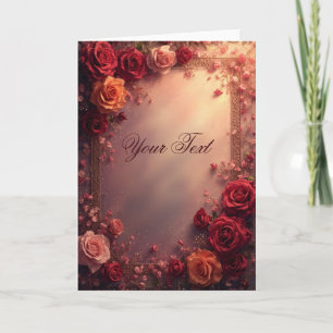 Cartão Rosas Vermelhas e Rosadas Elegantes para Casamento