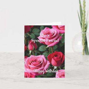 Cartão Rosas Vermelhas Rosadas Para o Aniversário de uma