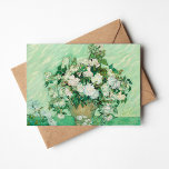 Cartão Rosas | Vincent van Gogh<br><div class="desc">Rosas (1890) do artista poste-impressionista holandês Vincent Van Gogh. A obra original é um pintura a óleo em canvas que representa uma vida estática de rosas brancas contra um fundo verde-claro. Use as ferramentas de design para adicionar texto personalizado ou personalizar a imagem.</div>