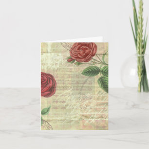 Cartão Rosas Vintage e Music Notecard