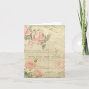 Cartão Rosas Vintage e Music Notecard