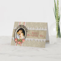 Rosas Vintage e placa de Dia de as mães de rendas