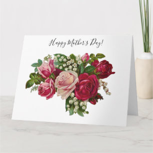 Cartão Rosas vitorianas clássicas Lily do Vale Romance