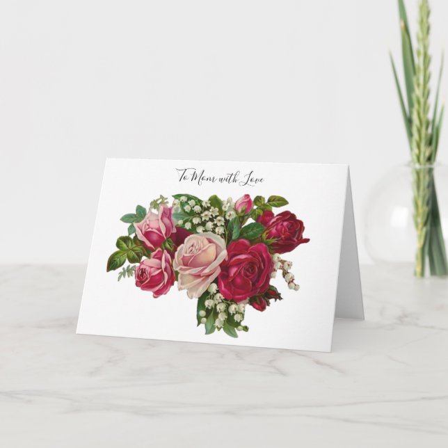 Cartão Rosas vitorianas clássicas Lily do Vale Romance (Frente)